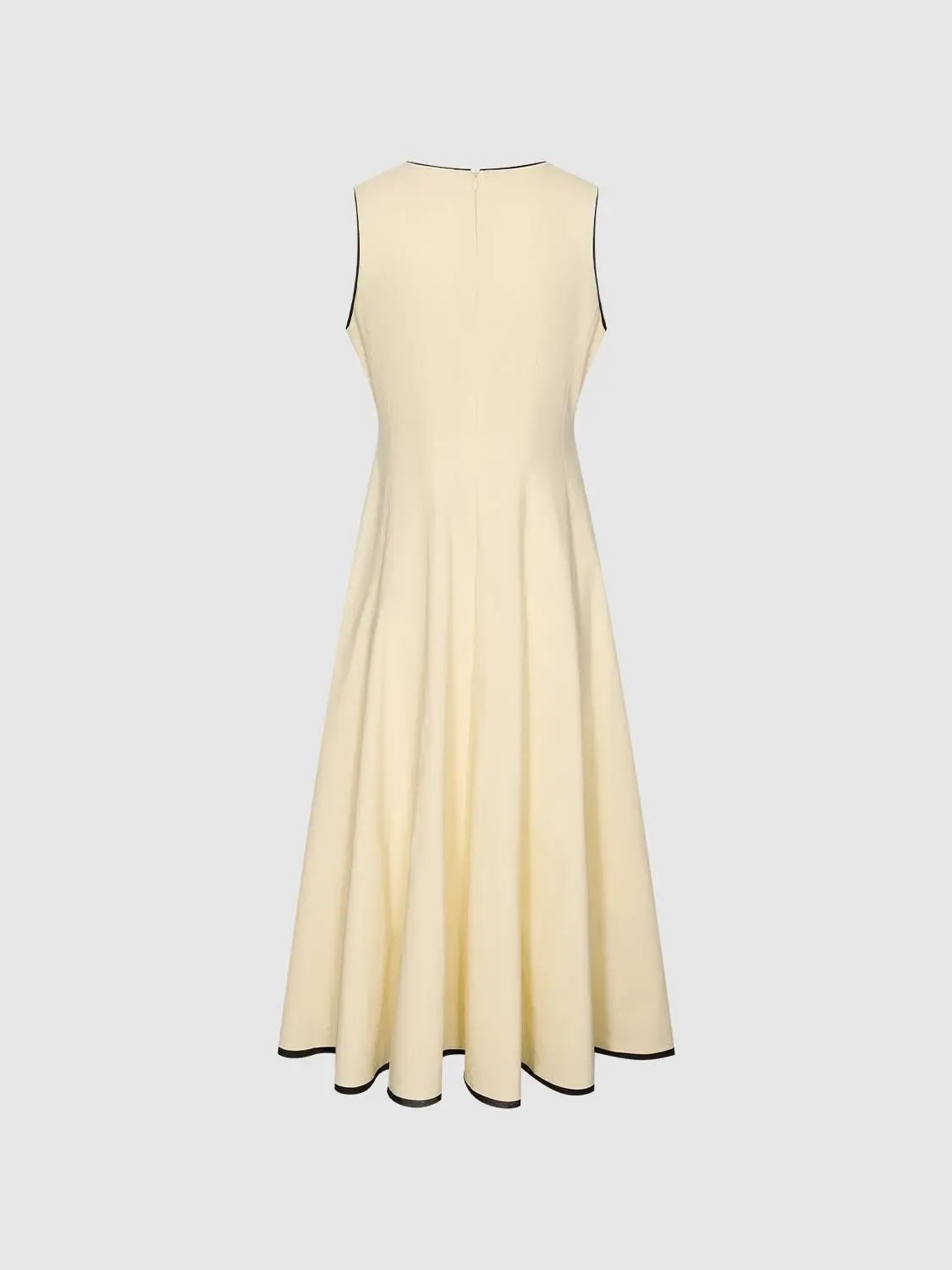 Viscose Linen Contrast Trim Sleeveless A Line Maxi Dresses - Image 2