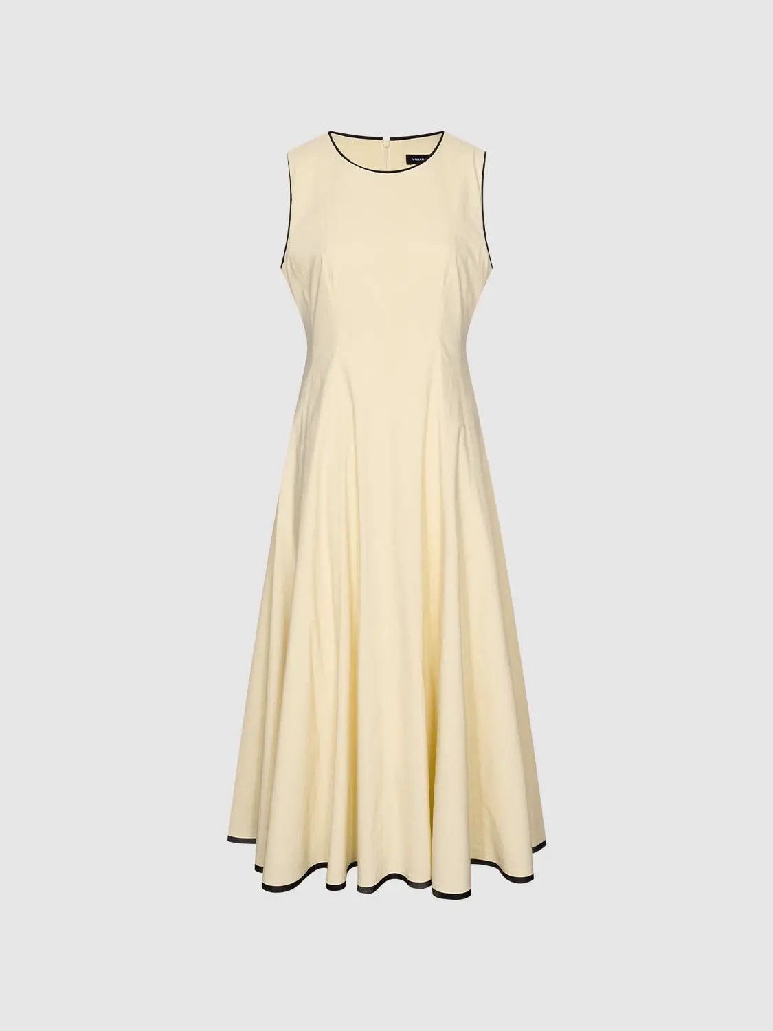 Viscose Linen Contrast Trim Sleeveless A Line Maxi Dresses - Image 4