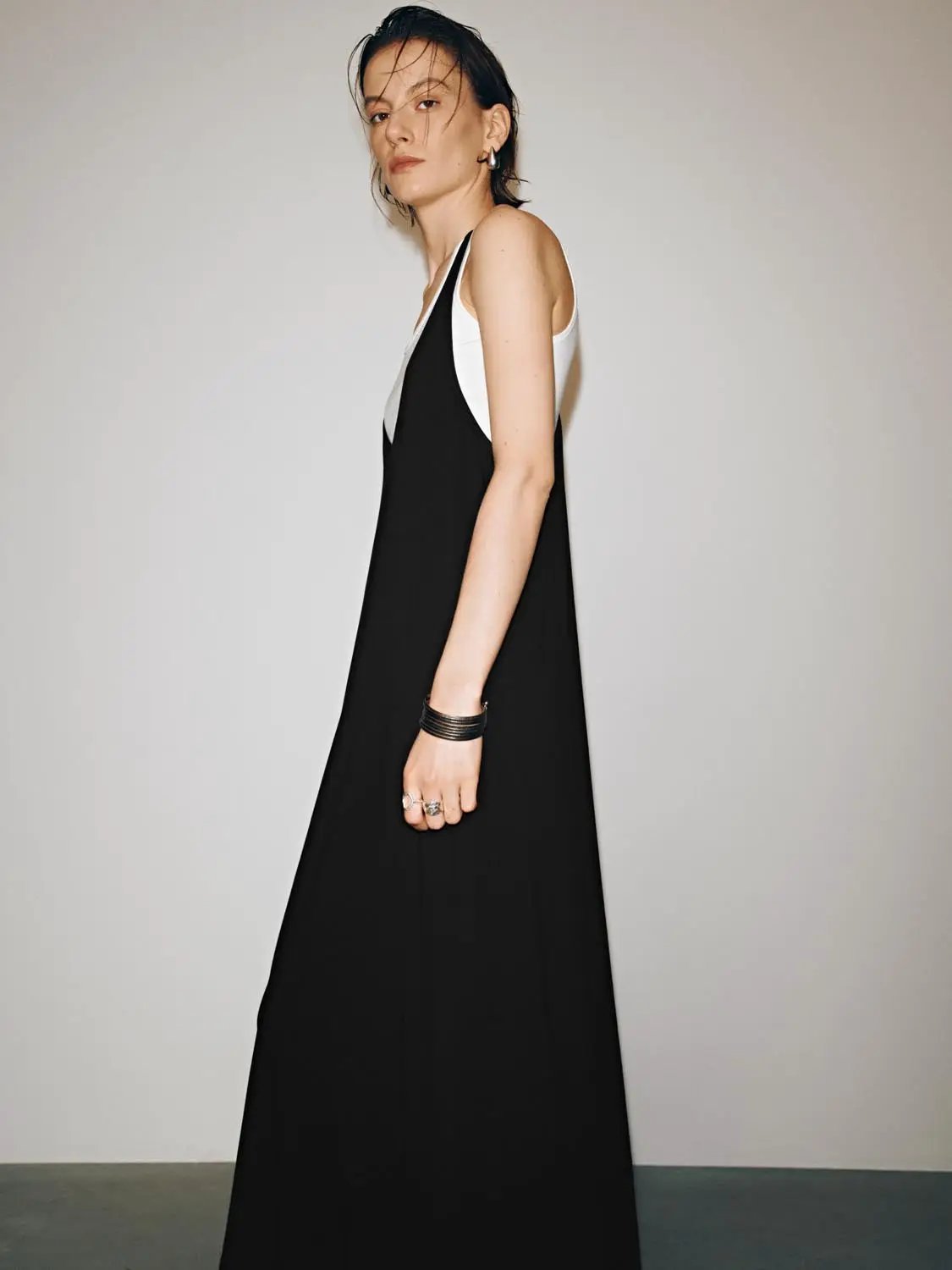 2 In 1 Sleeveless A Line Viscose Cotton Blend Midi Dress - Image 2