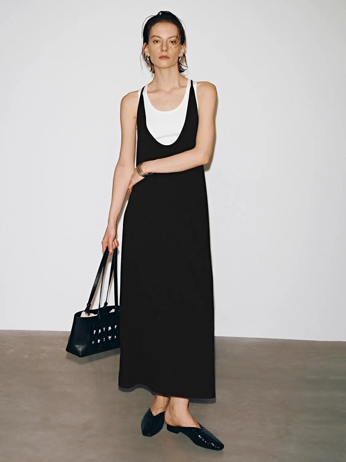 2 In 1 Sleeveless A Line Viscose Cotton Blend Midi Dress - Image 9