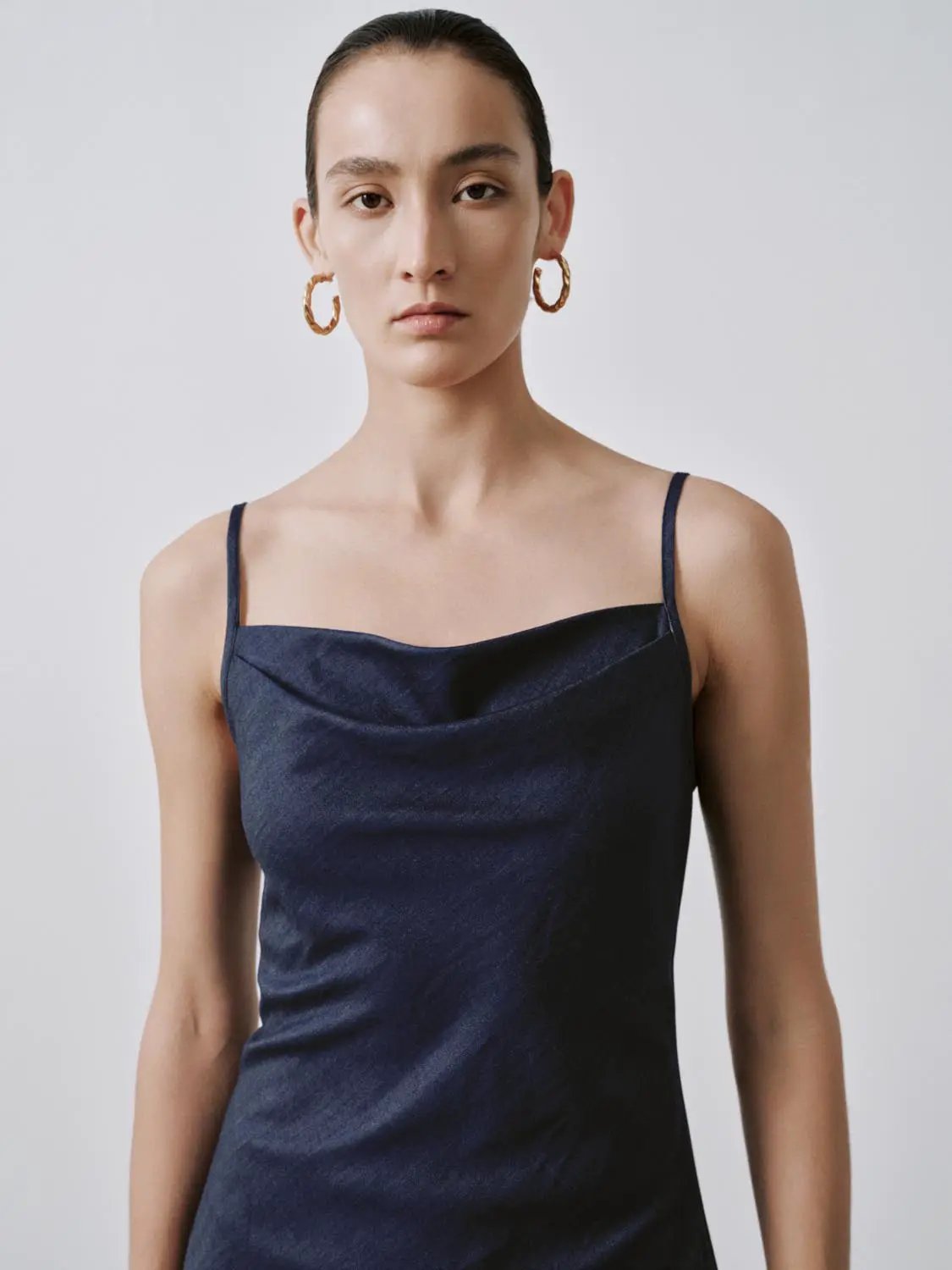 Lyocell Blend Strappy Navy Chic Midi Dresses - Image 3