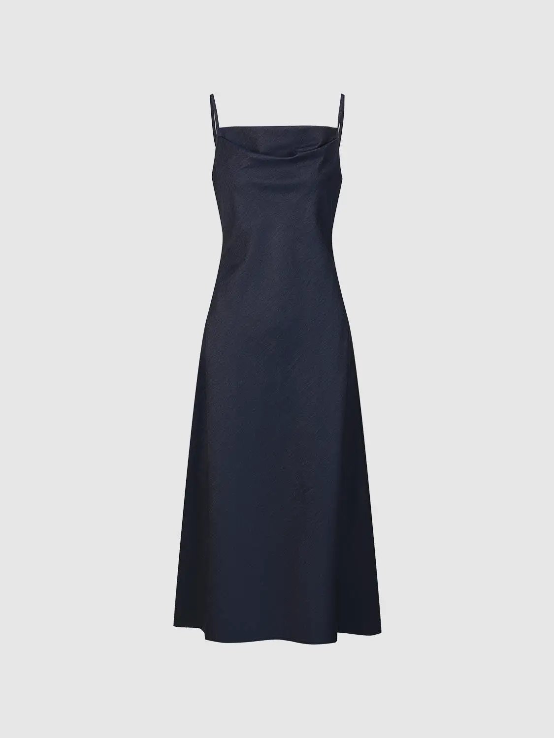 Lyocell Blend Strappy Navy Chic Midi Dresses - Image 7