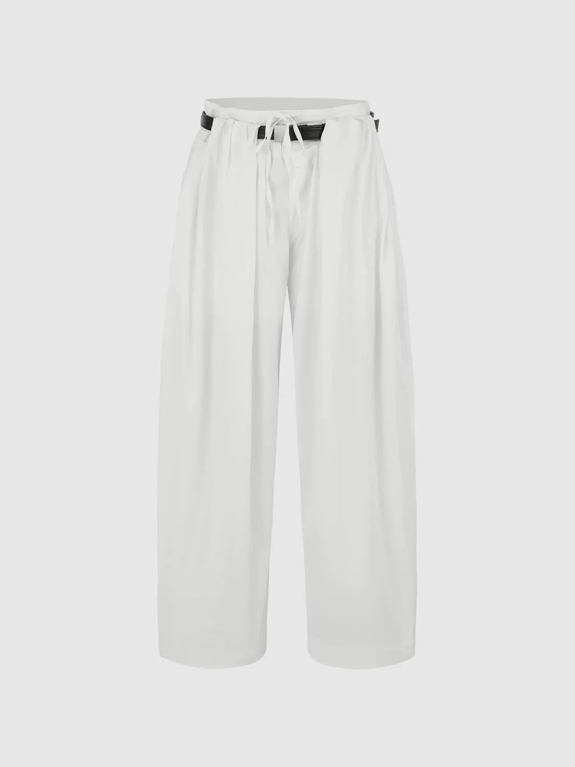 Cotton Blend Belted Wide Leg Palazzo Pants - Image 2