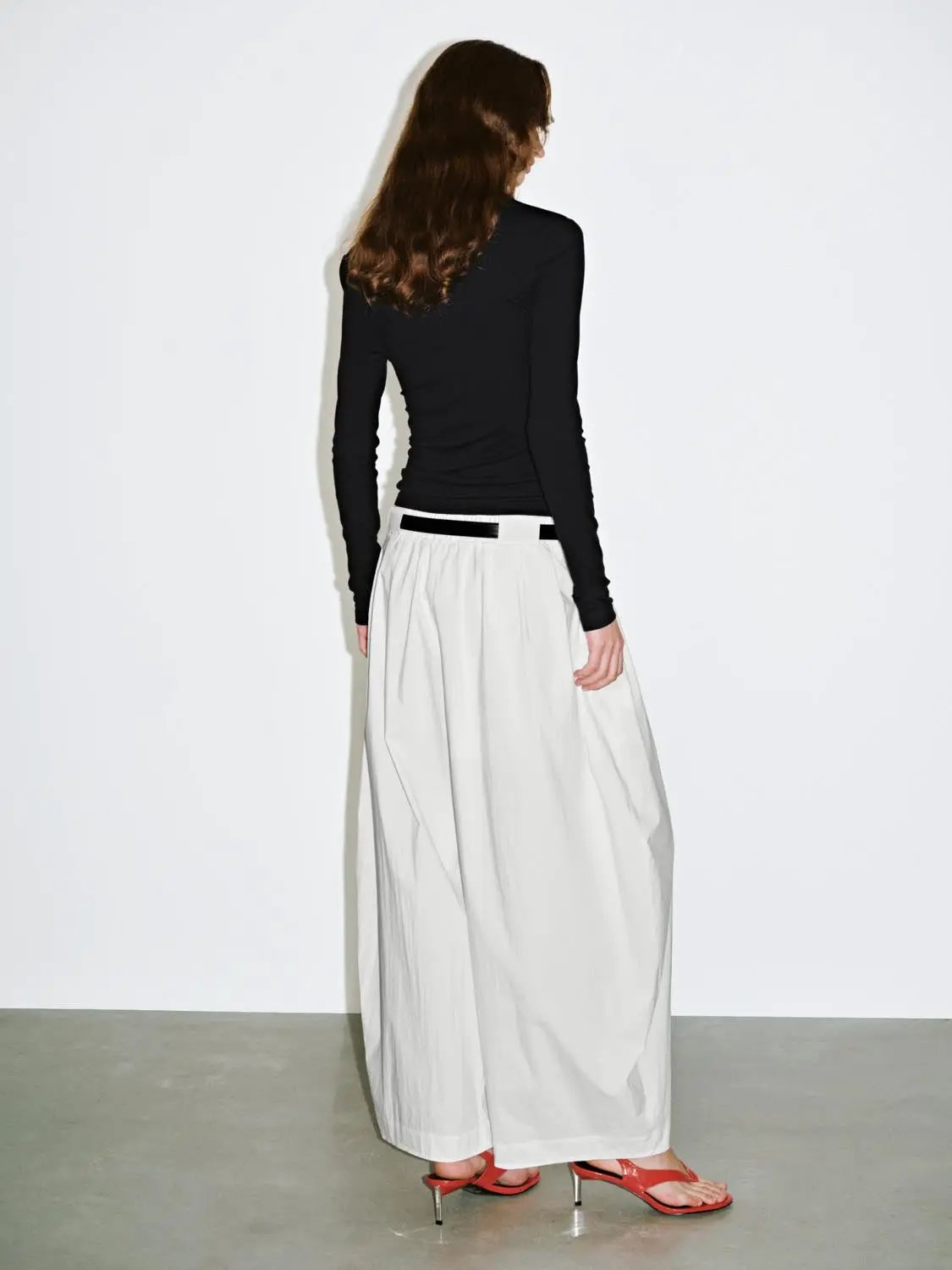 Cotton Blend Belted Wide Leg Palazzo Pants - Image 4