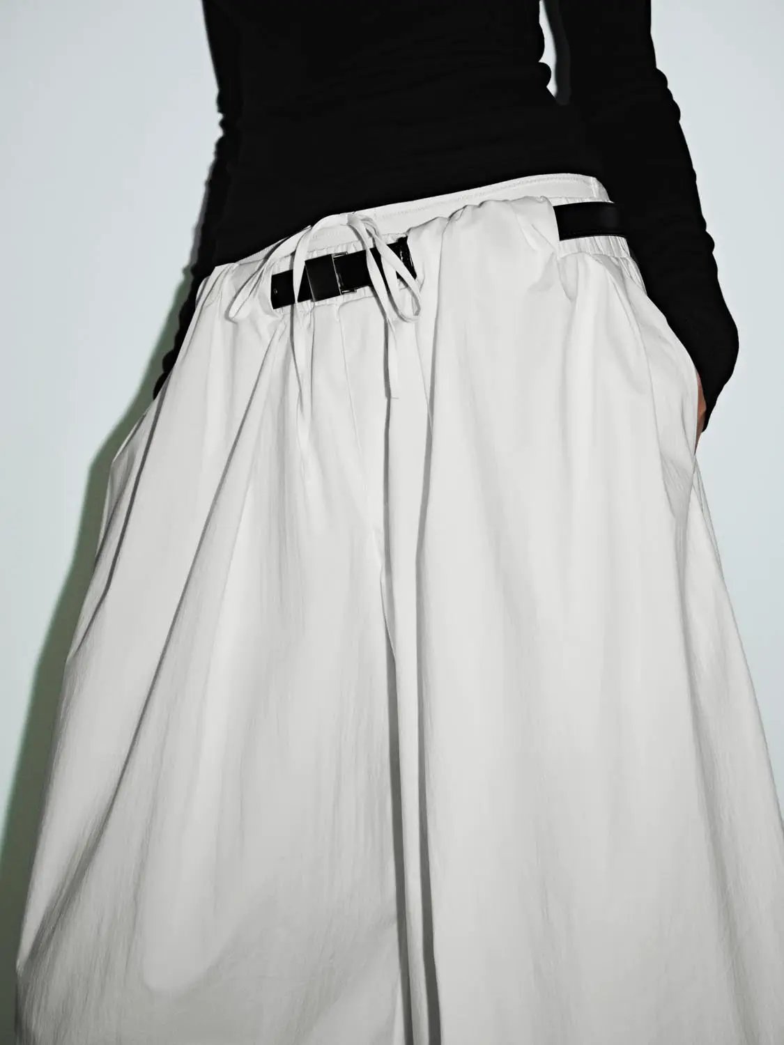 Cotton Blend Belted Wide Leg Palazzo Pants - Image 5