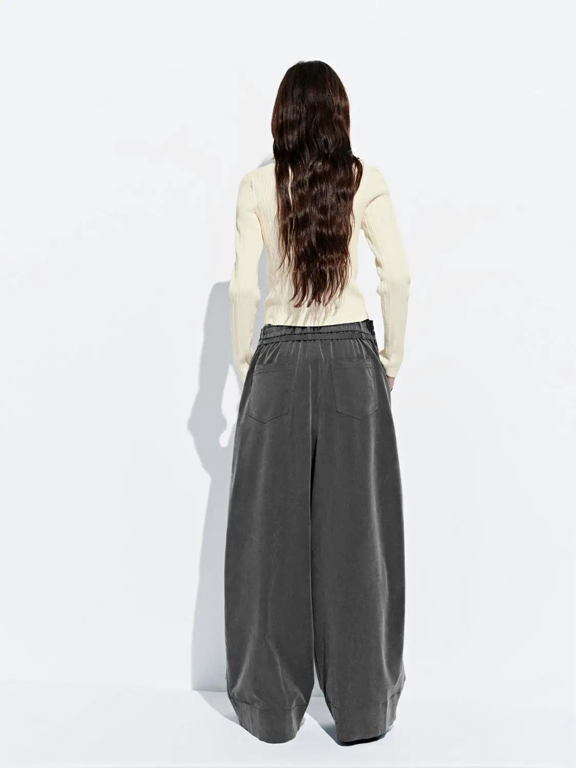 Effortless Draped Drawstring Wide Leg Pants - Image 4
