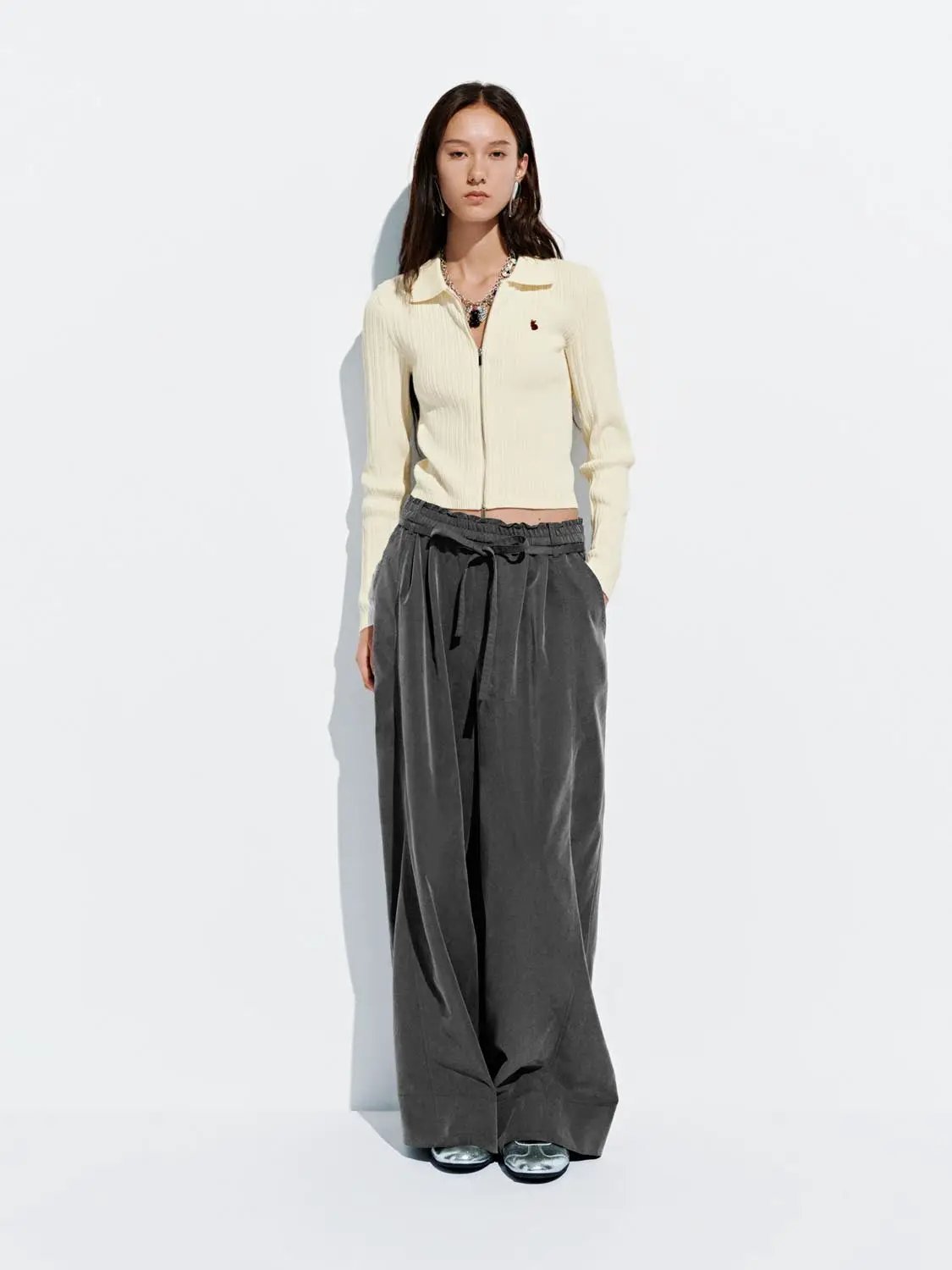 Effortless Draped Drawstring Wide Leg Pants - Image 6
