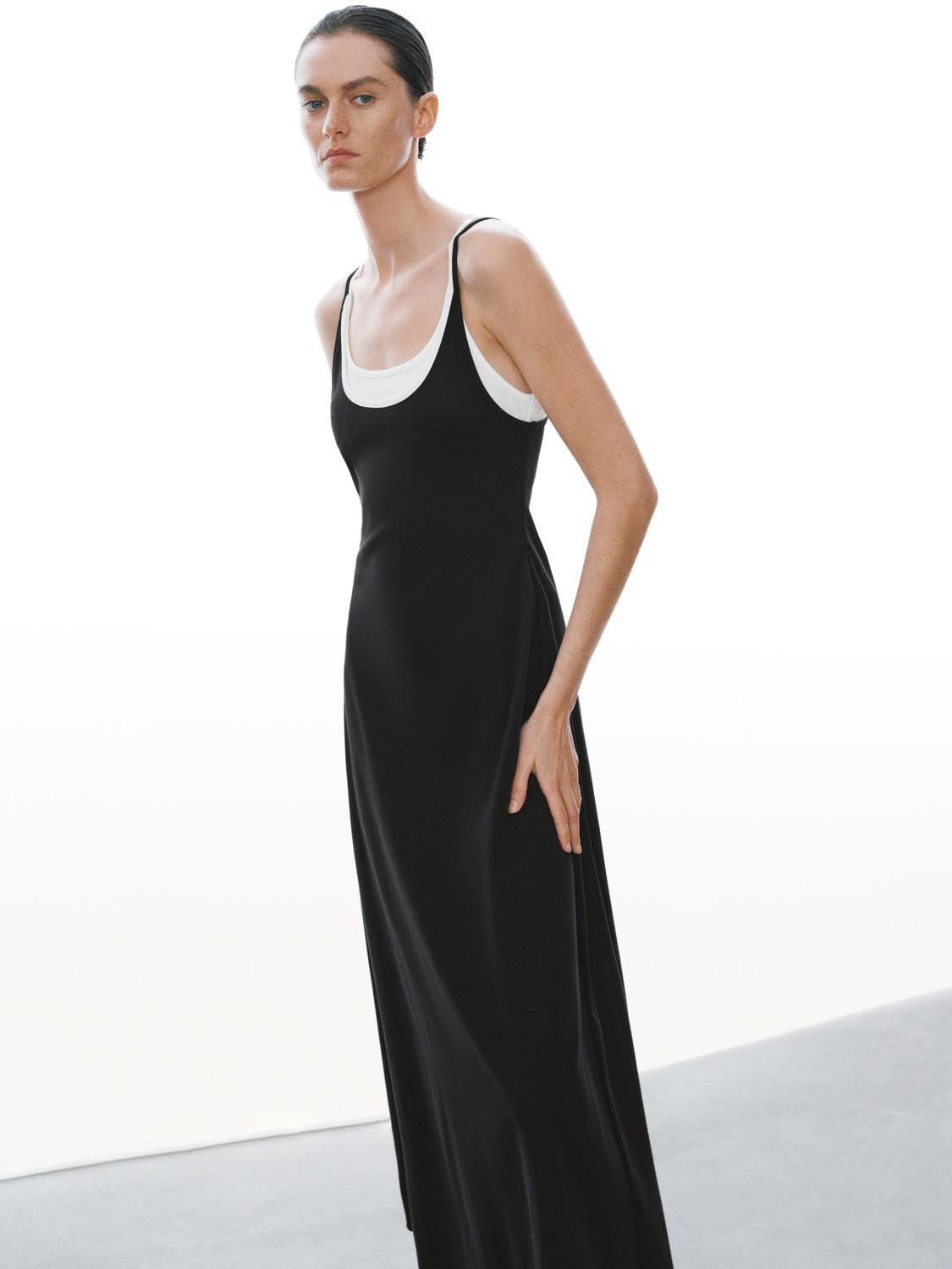 Cotton Blend Strappy A LineMidi Two In One Dresses - Image 10