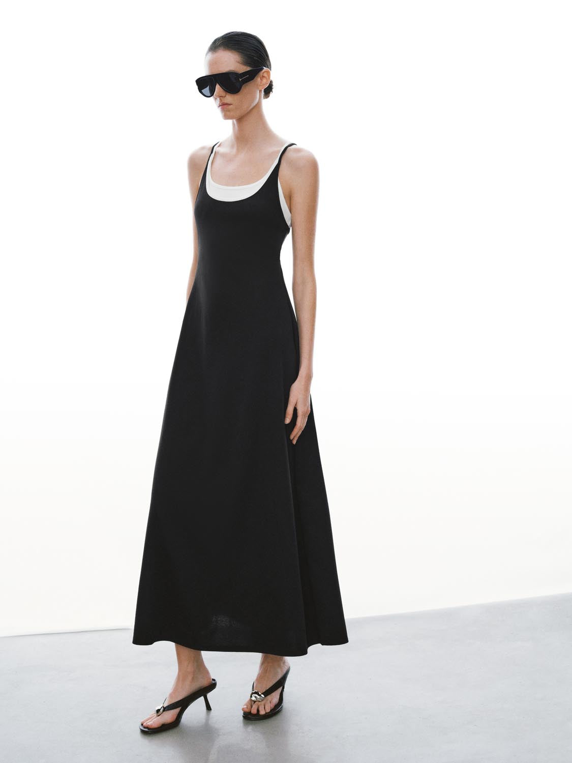 Cotton Blend Strappy A LineMidi Two In One Dresses - Image 12