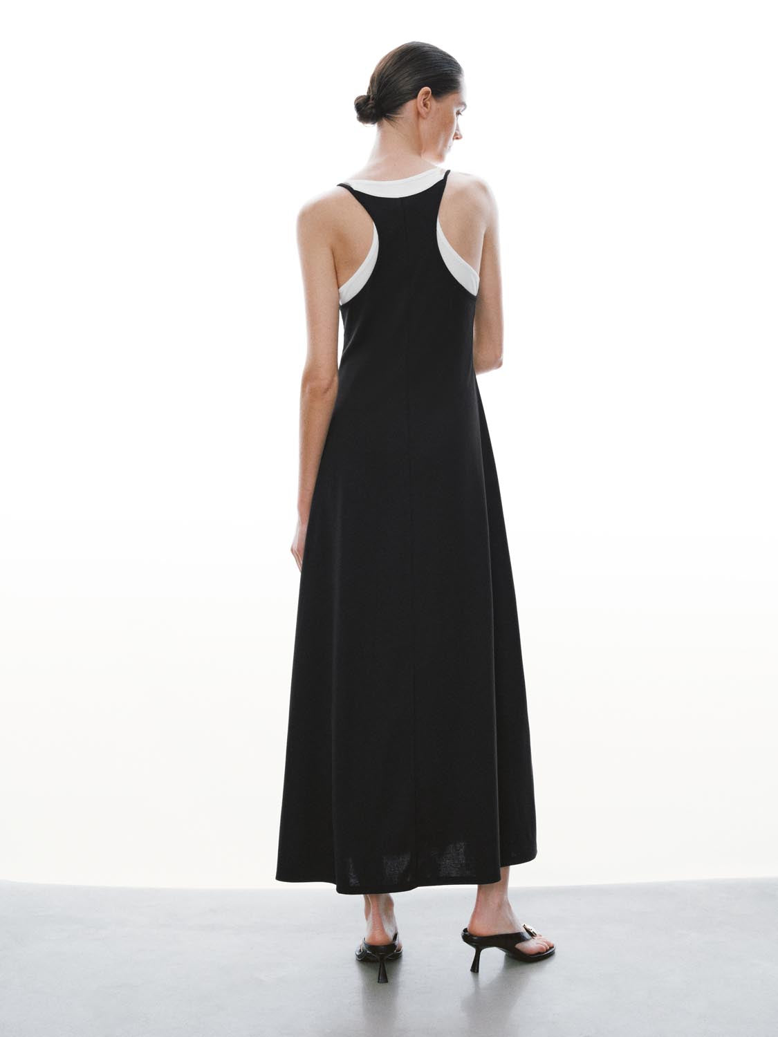 Cotton Blend Strappy A LineMidi Two In One Dresses - Image 14