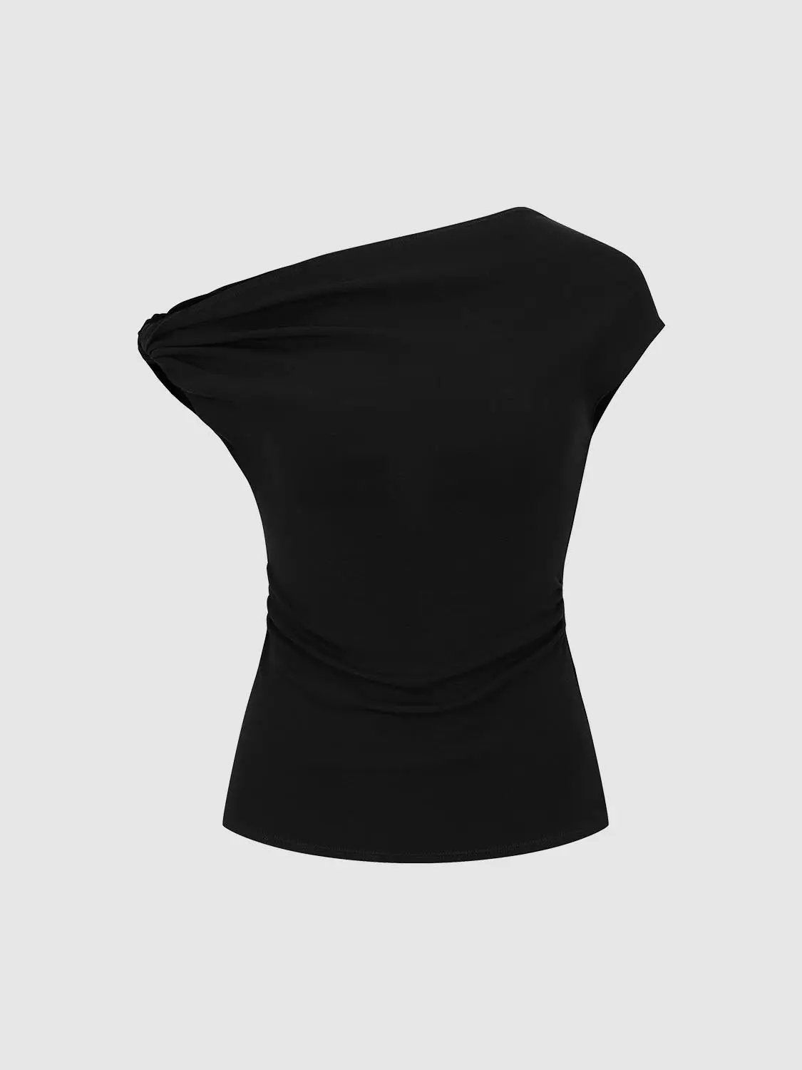 One Shoulder Ruched Cotton Blend T Shirt - Image 17