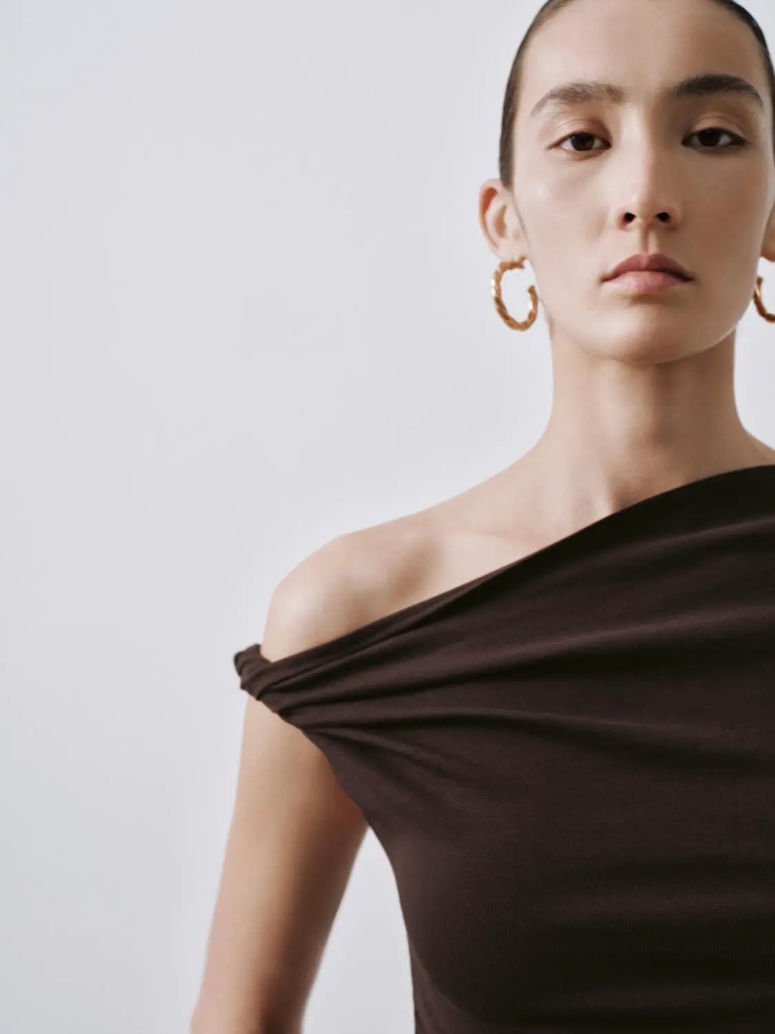 One Shoulder Ruched Cotton Blend T Shirt - Image 5