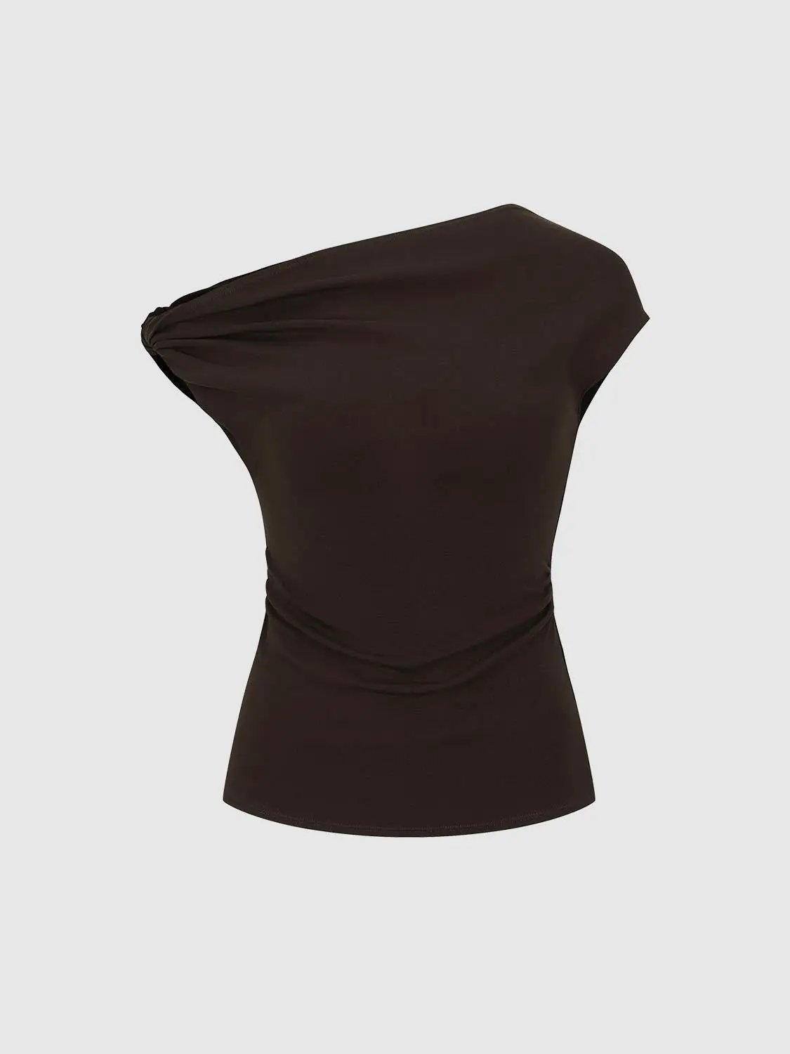 One Shoulder Ruched Cotton Blend T Shirt - Image 9