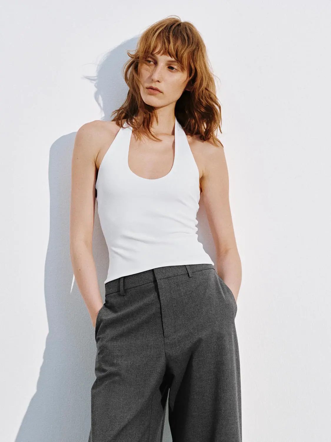 Soft Cotton Blend Halter Neck Lightweight Tank Top