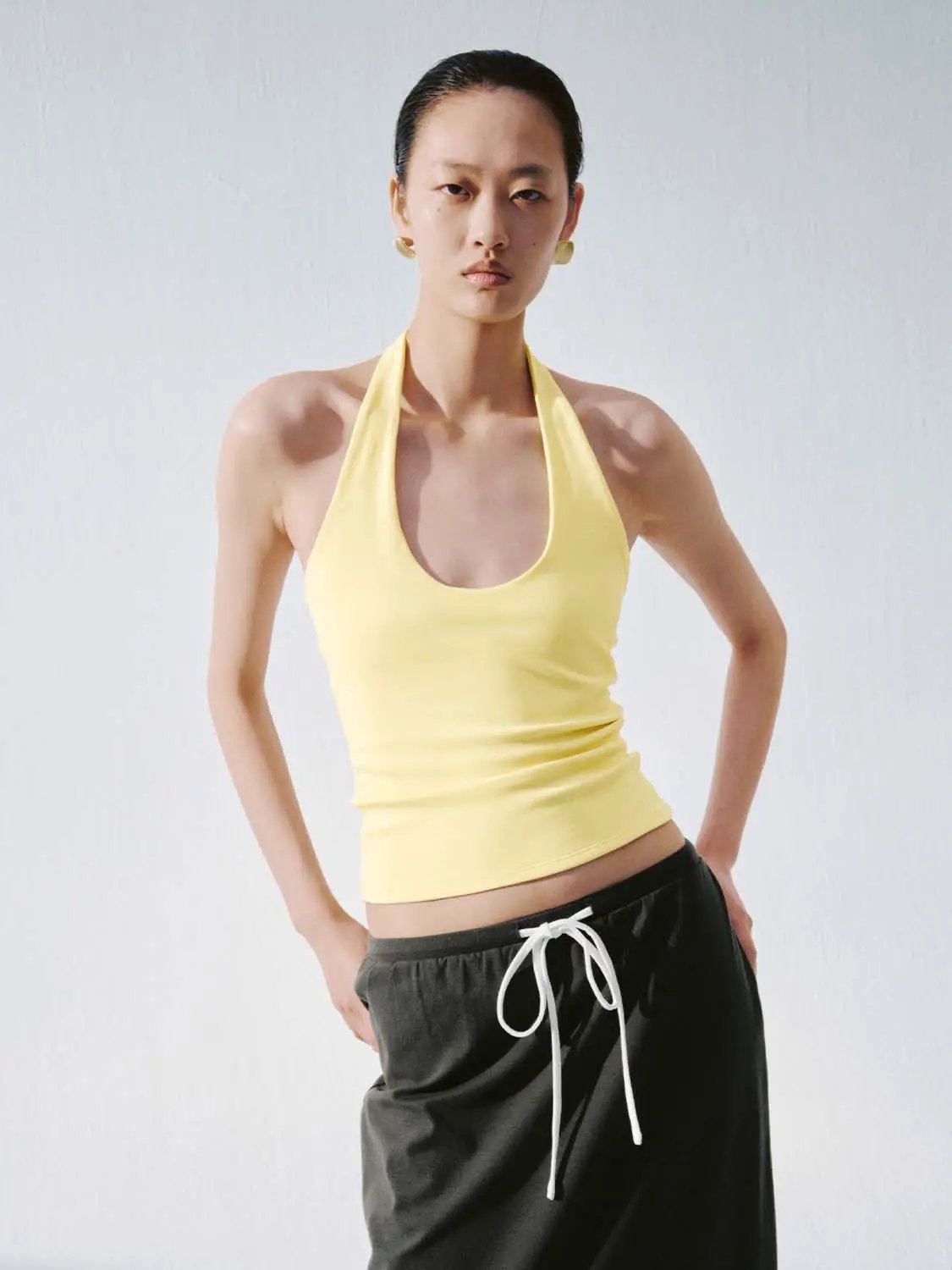 Soft Cotton Blend Halter Neck Lightweight Tank Top - Image 45