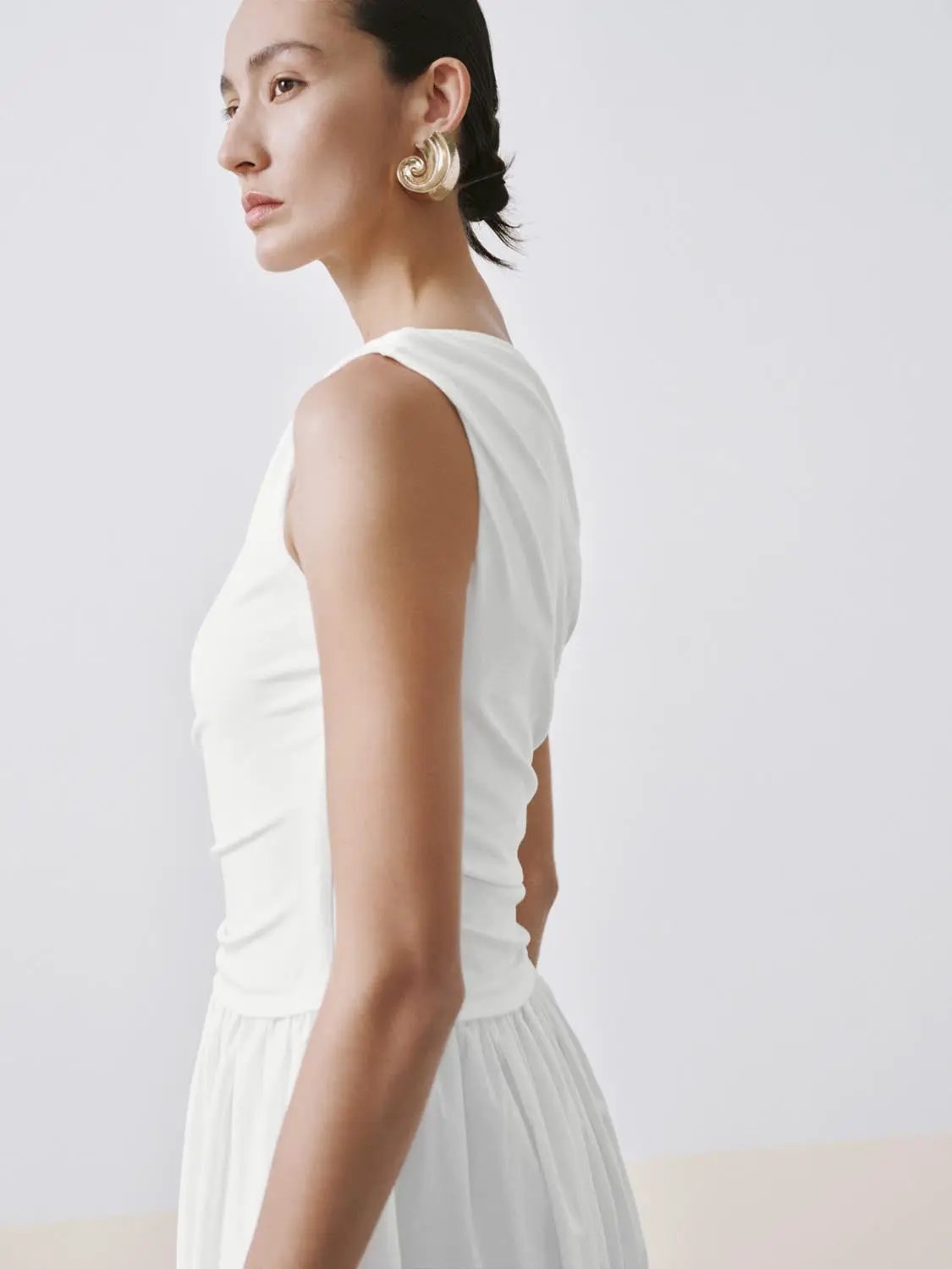 One Shoulder Ruched A-Line Midi Viscose Blend Dress - Image 2