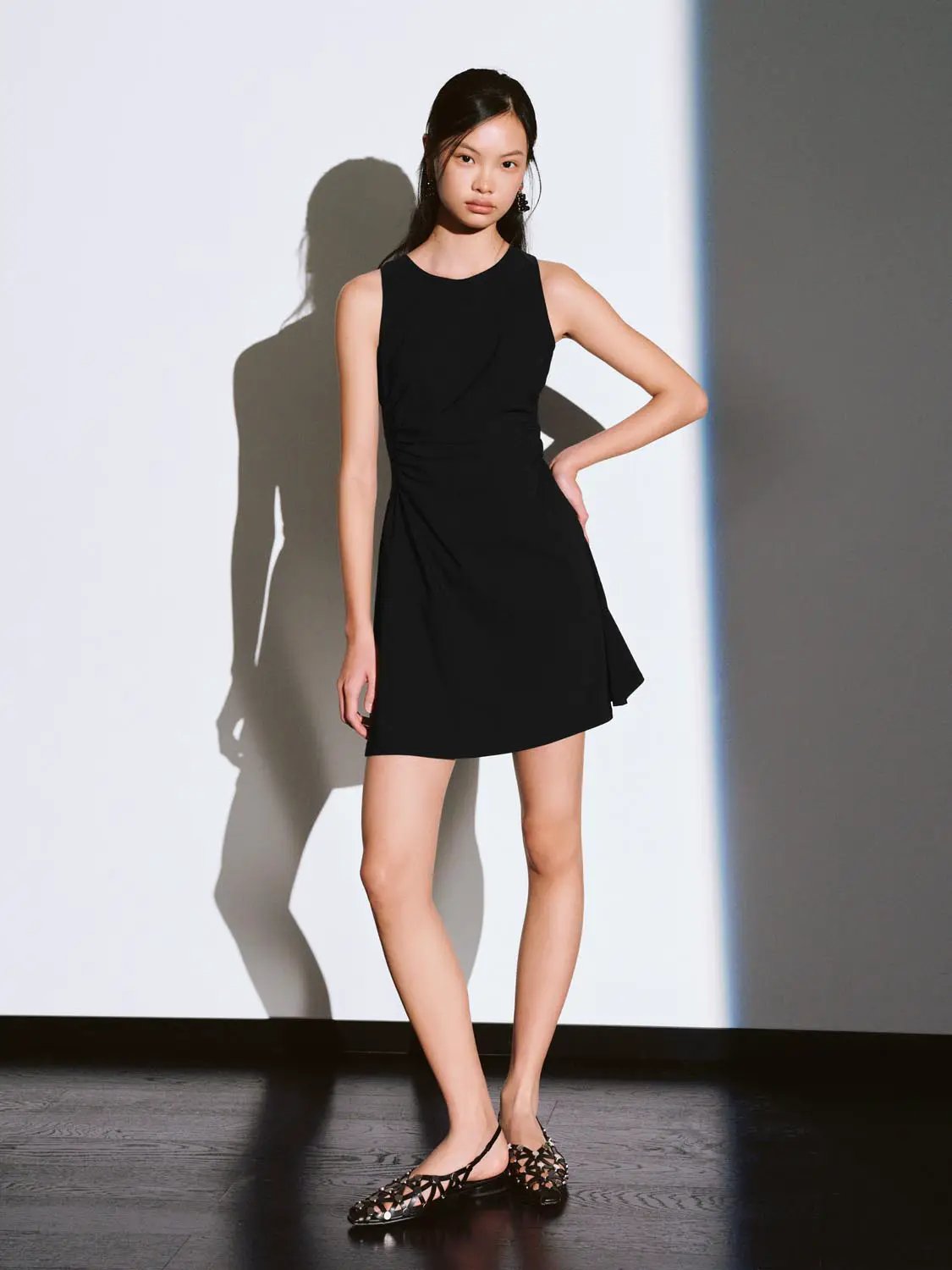 Viscose Blend Ruched Waist Sleeveless A Line Dresses - Image 21