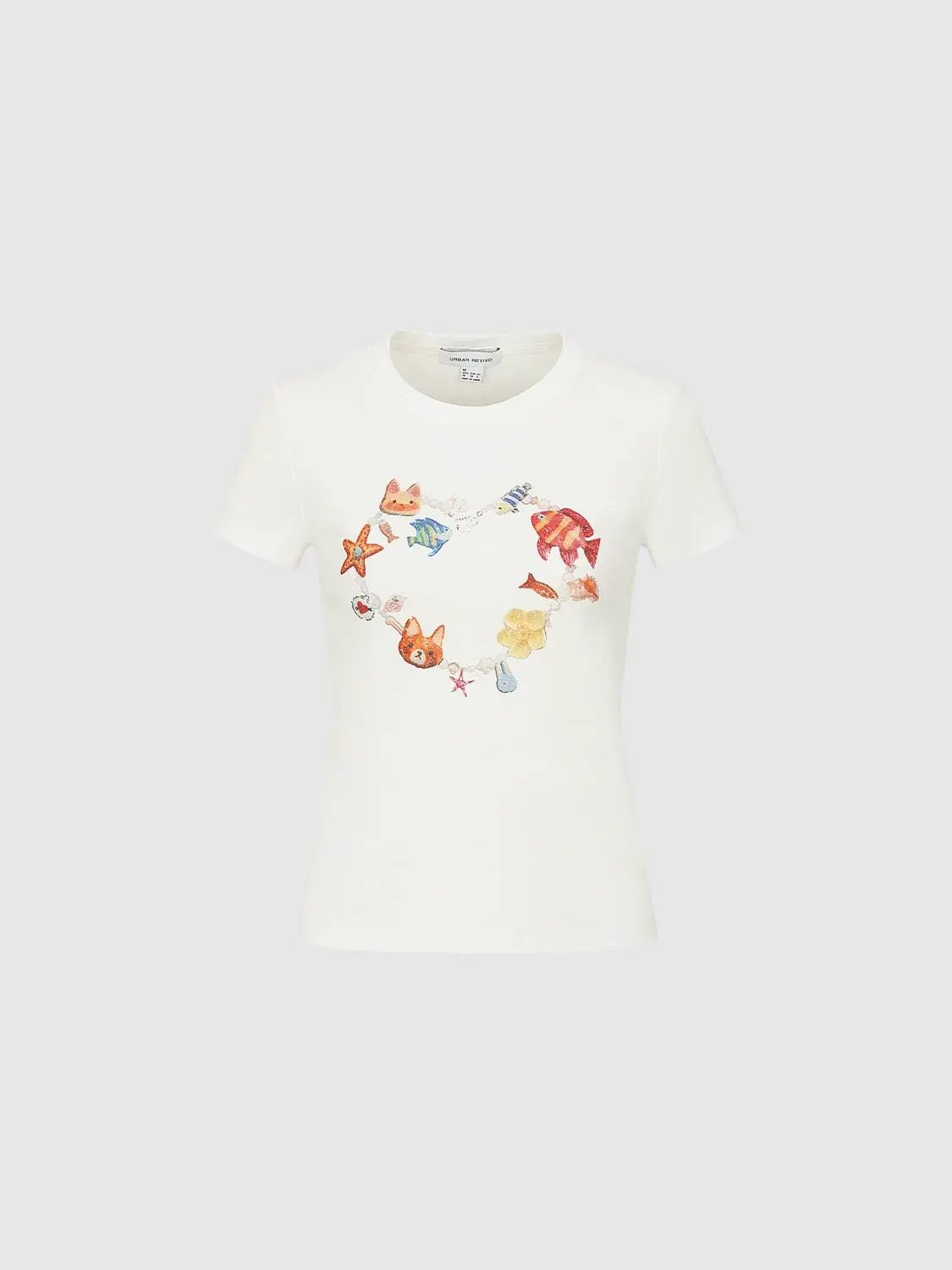 Heart Shaped Animal Print Cotton Blend Ladies T Shirt - Image 7