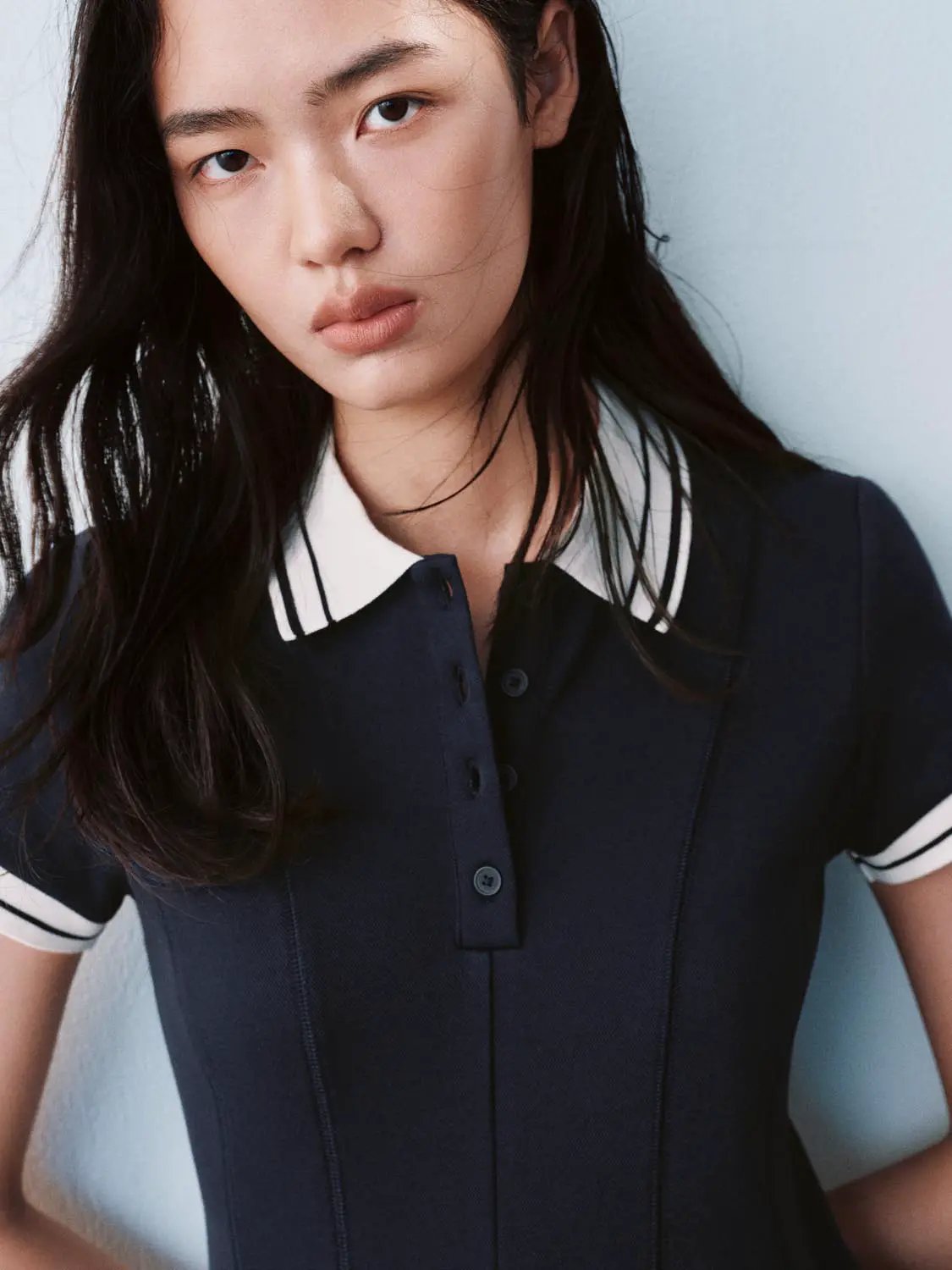 Polo Neck Short Sleeve A Line With Stretch Dresses - Image 11