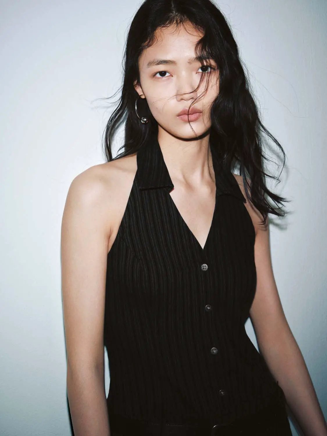 Collared V Neck Sleeveless Striped A Line Pleated Dress - Image 3