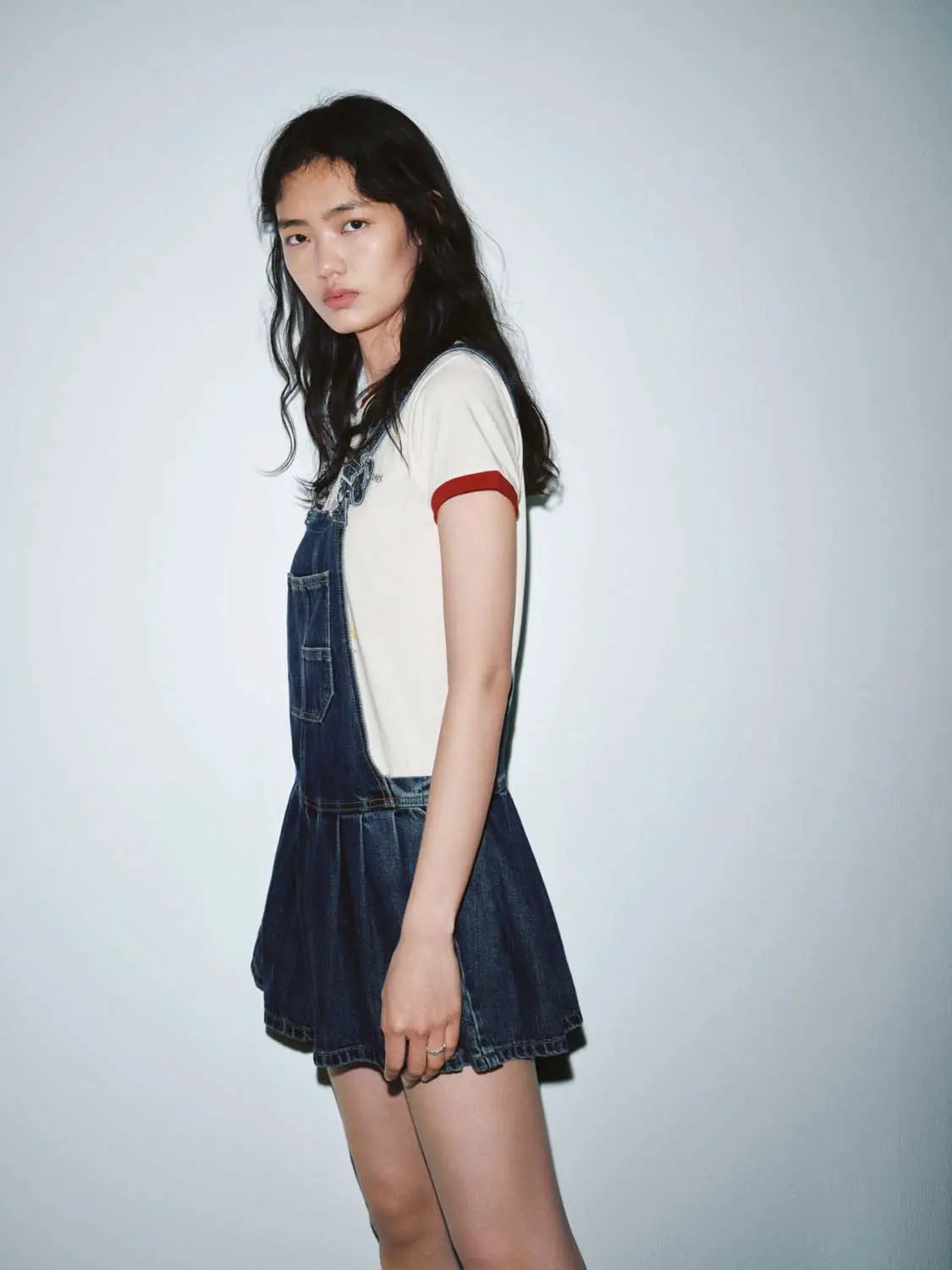 Cotton Denim Pinafore Pleated Mini Dresses - Image 2