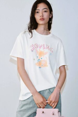 Cotton Joyful Fox Graphic T Shirt