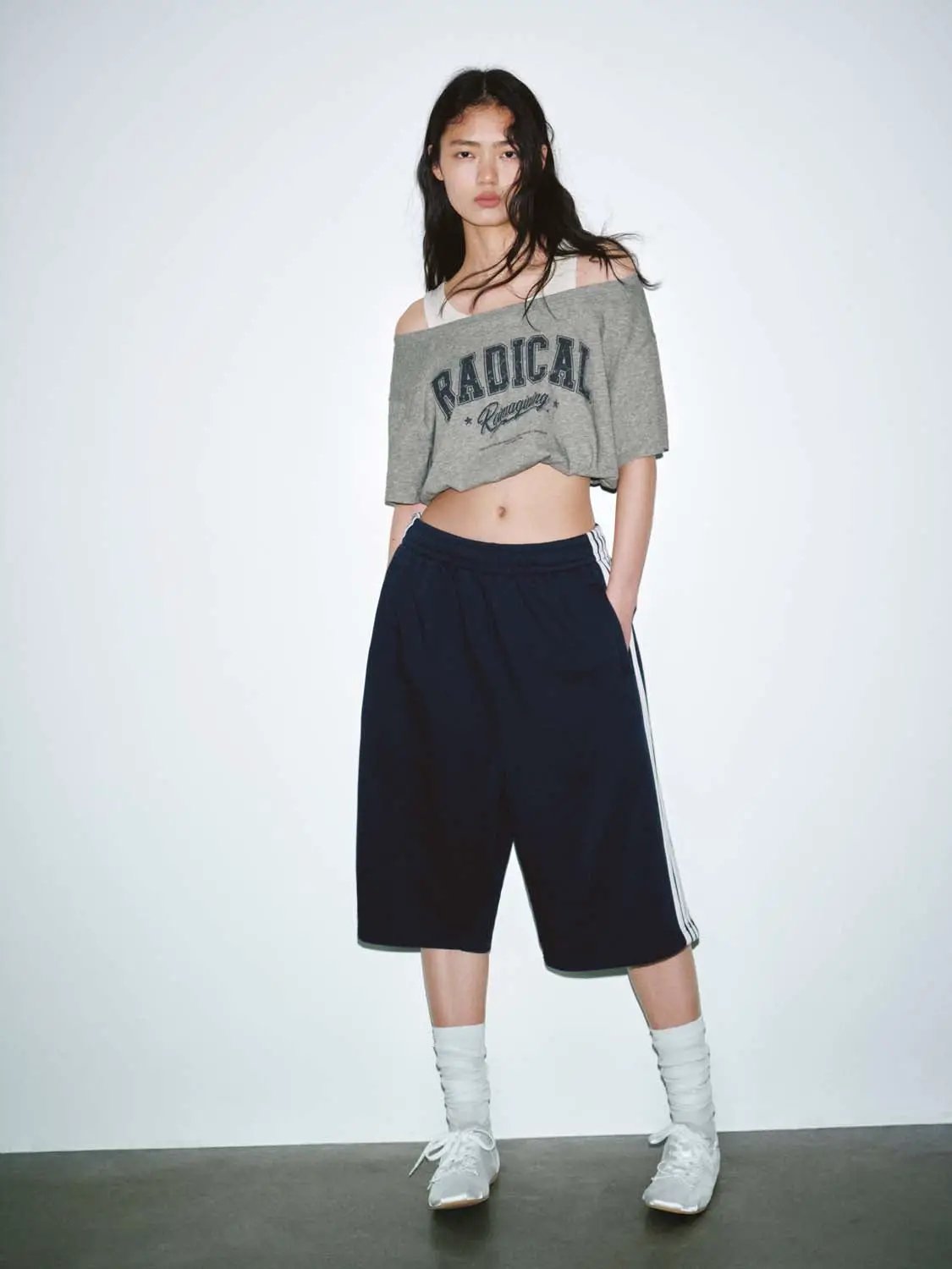 Cotton Blend Contrast Stripe Wide Leg Pants - Image 12